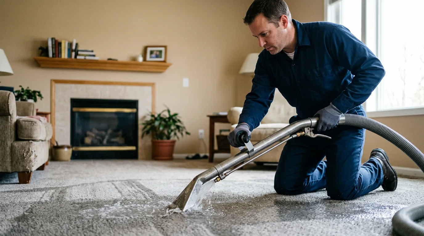 Water damage restoration technician working near Bordentown, NJ